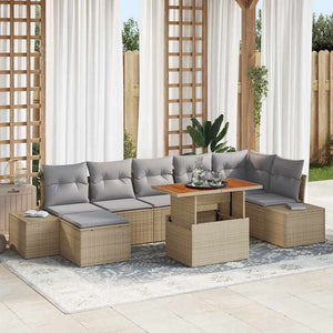 vidaXL Salon de jardin avec coussins 8 pcs Beige et Gris