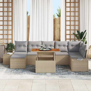 vidaXL Salon de jardin avec coussins 8 pcs Beige et Gris