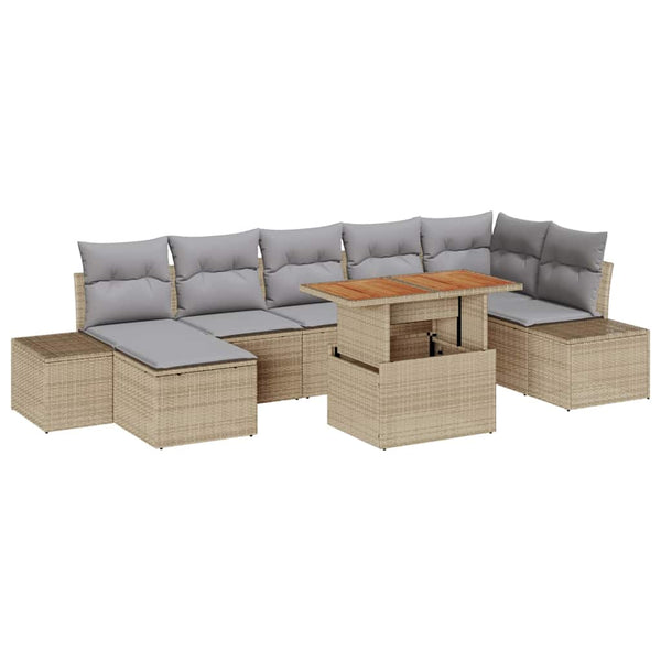 vidaXL Salon de jardin avec coussins 8 pcs Beige et Gris