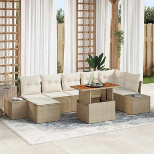 vidaXL Salon de jardin avec coussins 8 pcs Beige et Crème