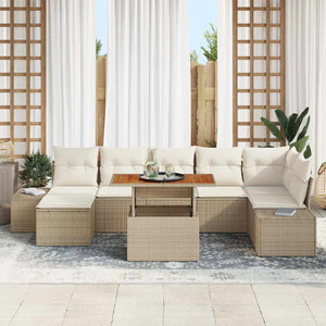 vidaXL Salon de jardin avec coussins 8 pcs Beige et Crème