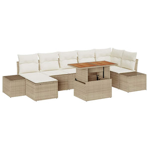 vidaXL Salon de jardin avec coussins 8 pcs Beige et Crème