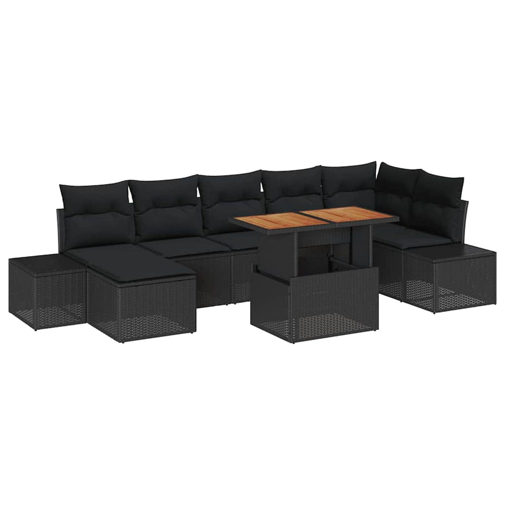 vidaXL Ensemble de canapés de jardin avec coussins 8 pcs Noir et marron