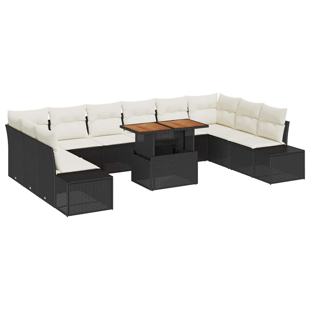 Garten Sofa Set Schwarz Creme 11-teilig