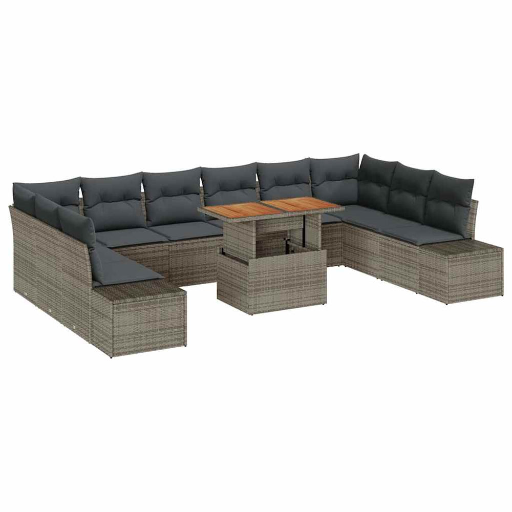 Garten Sofa Set mit Kissen, Grau/Braun, 11-teilig