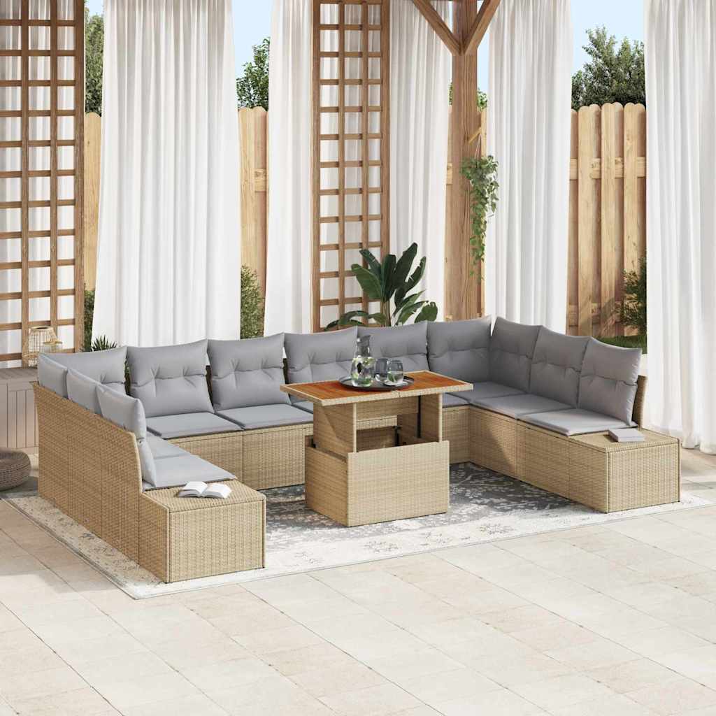 Garten Sofa Set Beige Grau 11-teilig