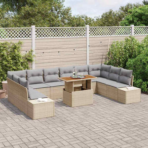 Garten Sofa Set Beige Grau 11-teilig