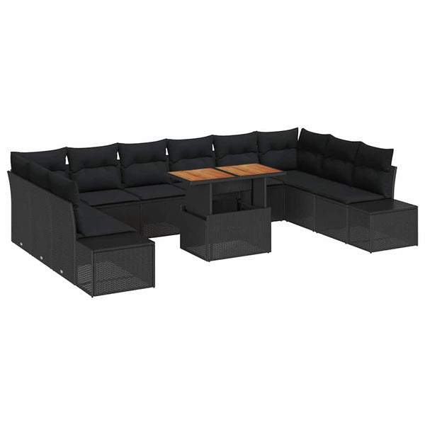 vidaXL Salon de jardin avec coussins 11 pcs Noir et marron