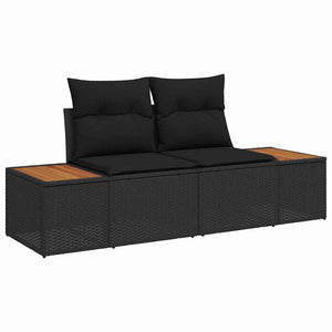 vidaXL Salon de jardin avec coussins 8 pcs Résine tressée noire