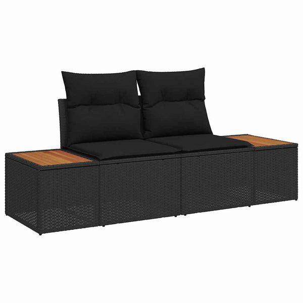 vidaXL Salon de jardin avec coussins 8 pcs Résine tressée noire