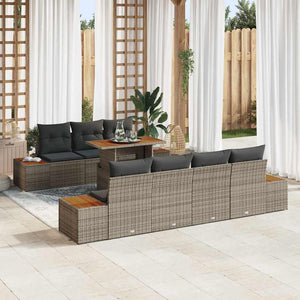 vidaXL Salon de jardin 8 pcs avec coussins Gris Résine tressée
