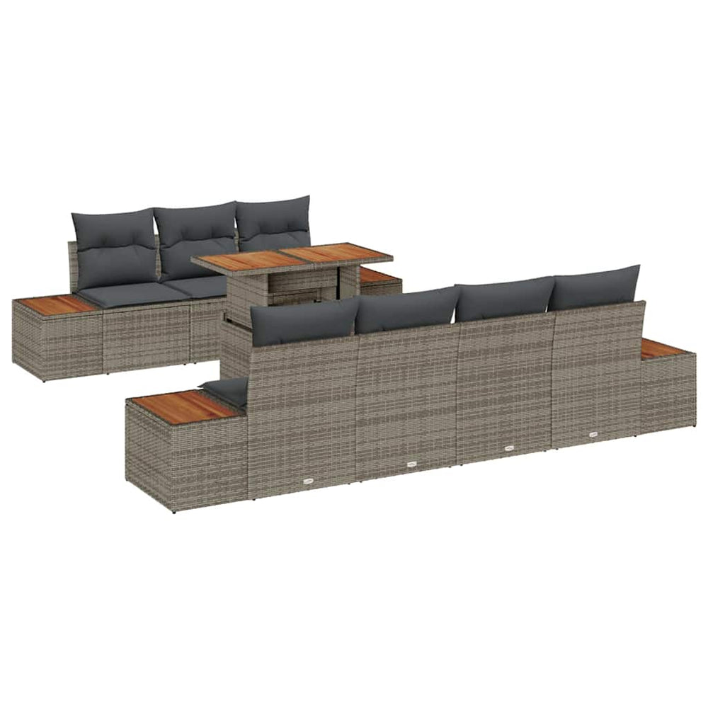 vidaXL Salon de jardin 8 pcs avec coussins Gris Résine tressée