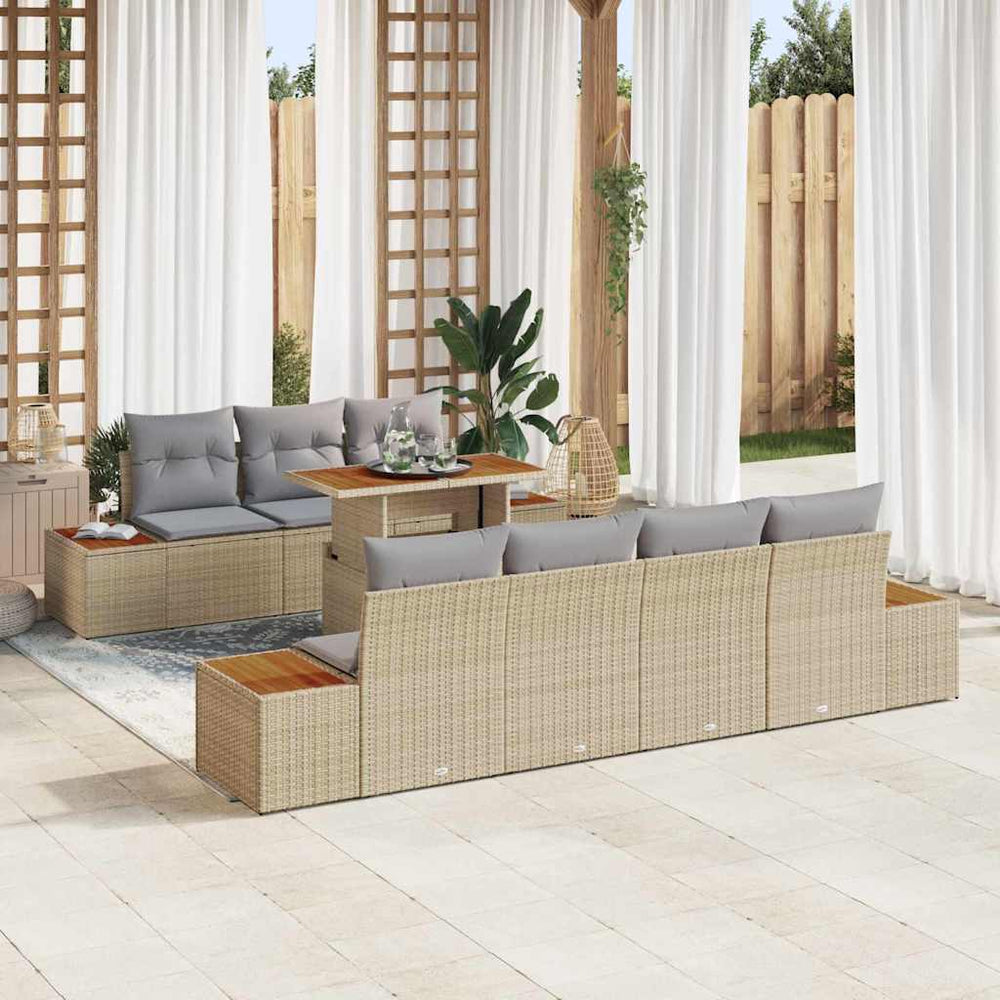 vidaXL Ensemble de canapés de jardin avec coussins 8 pcs Beige Rotin PE