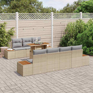vidaXL Ensemble de canapés de jardin avec coussins 8 pcs Beige Rotin PE