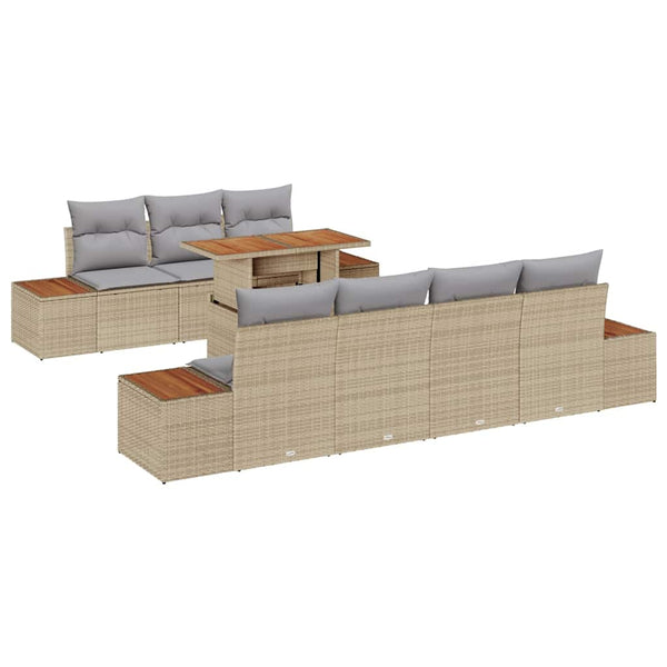 vidaXL Ensemble de canapés de jardin avec coussins 8 pcs Beige Rotin PE