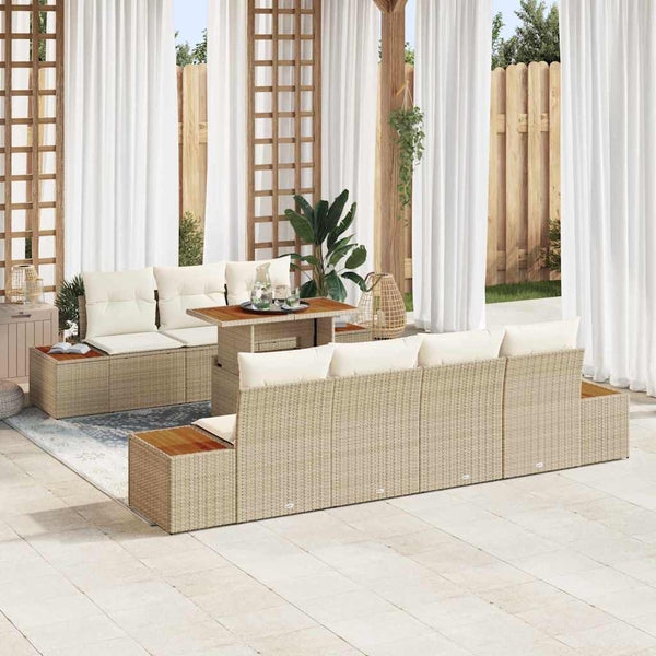 vidaXL Ensemble de canapés de jardin avec coussins 8 pcs Beige Rotin PE