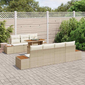vidaXL Ensemble de canapés de jardin avec coussins 8 pcs Beige Rotin PE