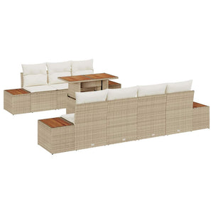 vidaXL Ensemble de canapés de jardin avec coussins 8 pcs Beige Rotin PE