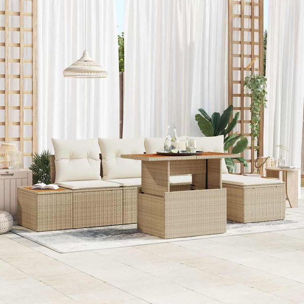 Garten Essgruppe Beige & Creme mit Kissen