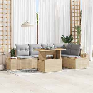 Garten Essgruppe mit Kissen, 6-teilig