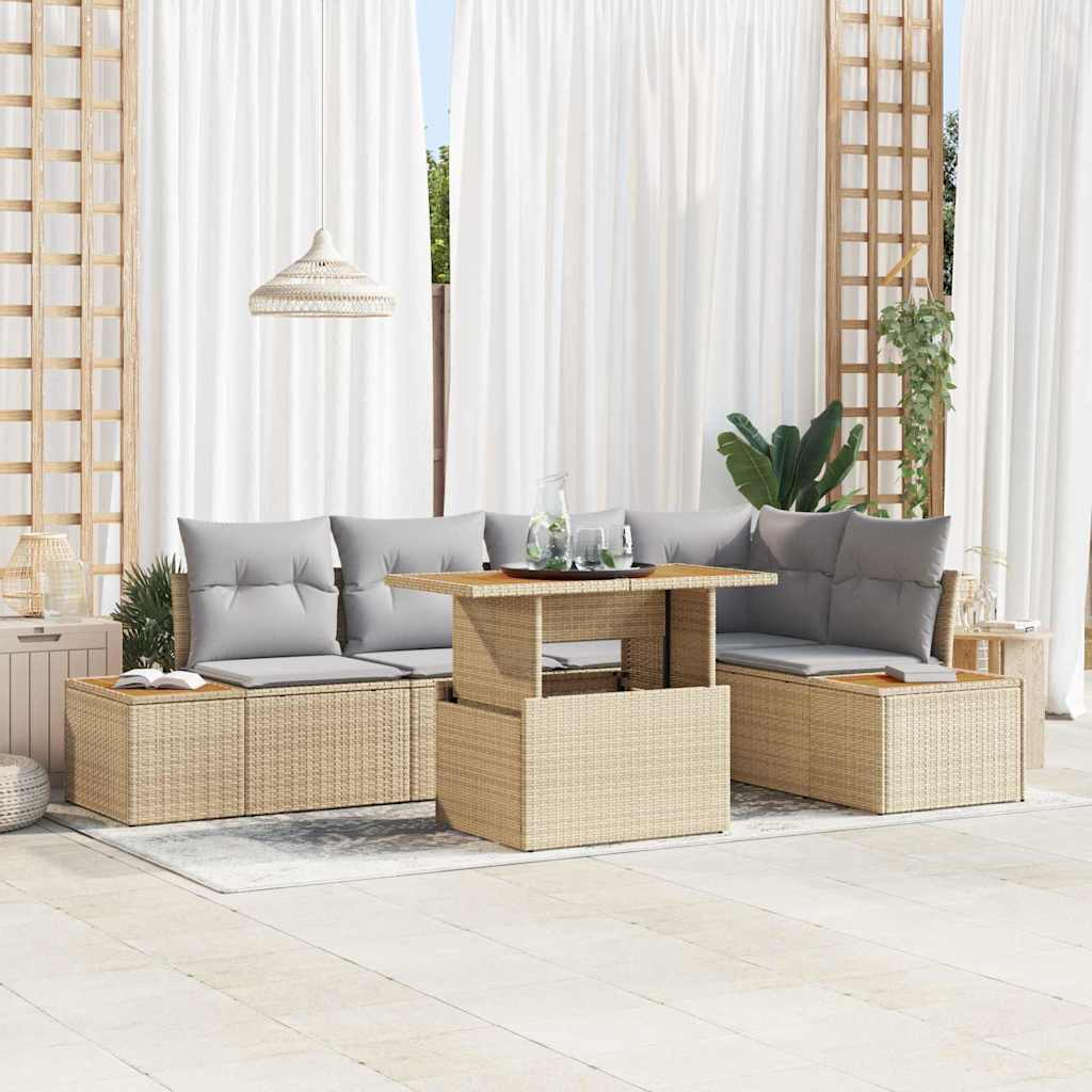 Garten Essgruppe mit Kissen, 6-teilig