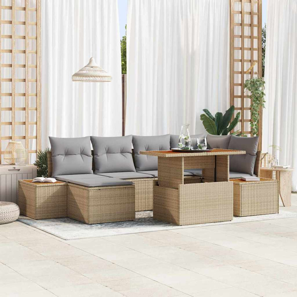 Garten Essgruppe 7-teilig Beige Grau