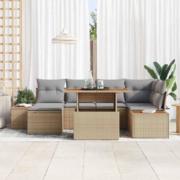 Garten Essgruppe 7-teilig Beige Grau