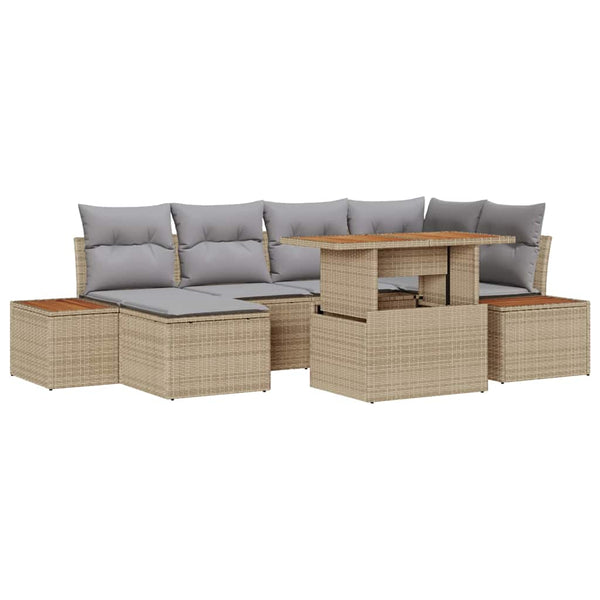 Garten Essgruppe 7-teilig Beige Grau