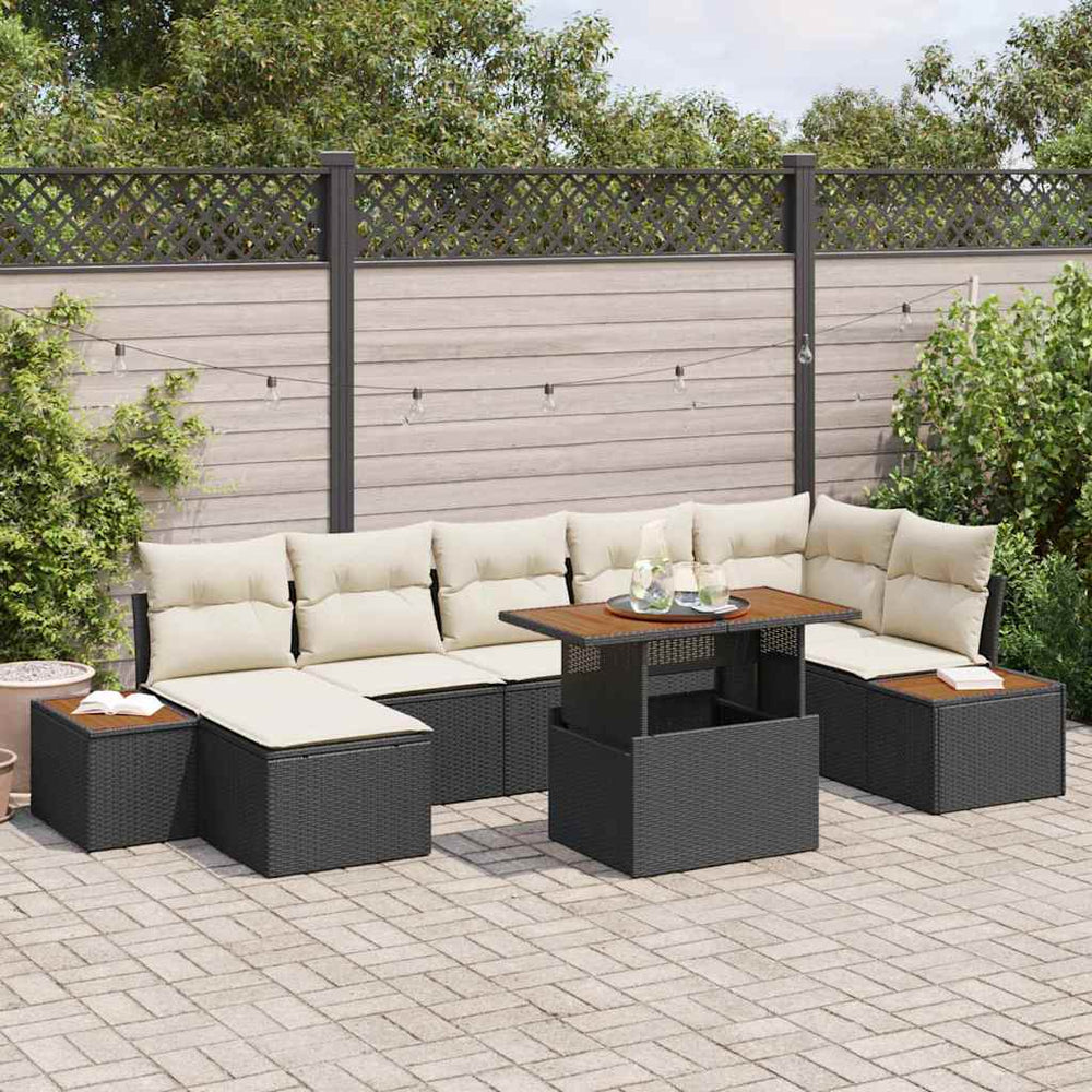 Garten Essgruppe 8-teilig Schwarz Beige