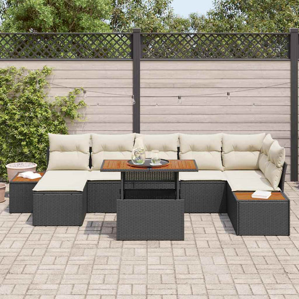 Garten Essgruppe 8-teilig Schwarz Beige