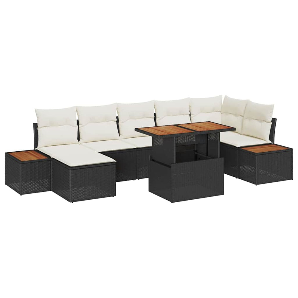 Garten Essgruppe 8-teilig Schwarz Beige