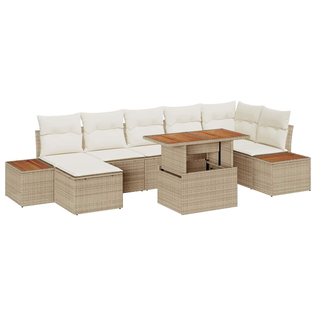 8-teilige Garten Essgruppe mit Kissen