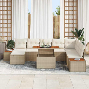 vidaXL Ensemble de salle à manger de jardin avec coussins 9 pcs Beige et Crème