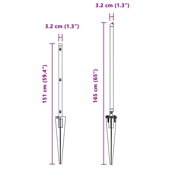 Graue Zaunpfosten, 52 Stk, 120 cm