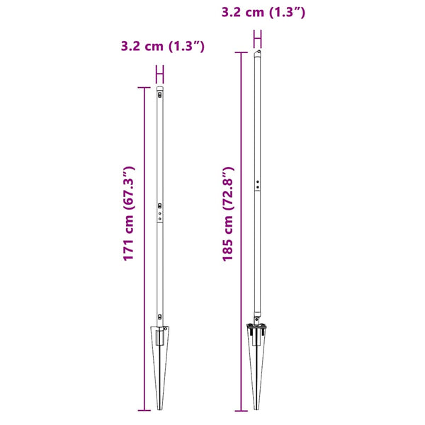 Zaunpfosten Grau 140 cm, 26er Pack