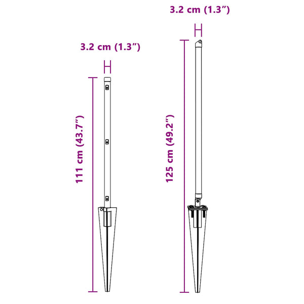 Graue Zaunpfosten 52 Stk. 125 cm