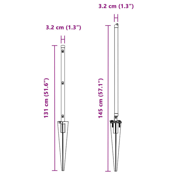 Graue Zaunpfosten 52 Stk. 145 cm