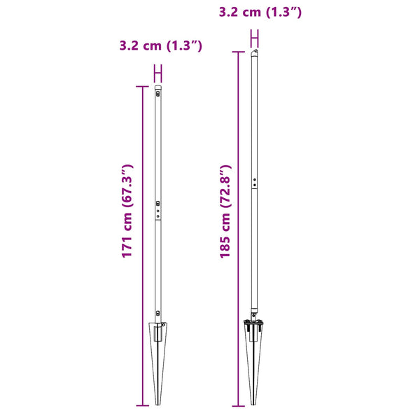 Graue Zaunpfosten 52 Stk. 185 cm