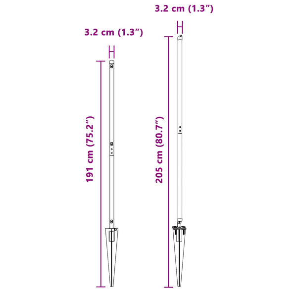 Zaunpfosten Grau 26 Stk. 205 cm