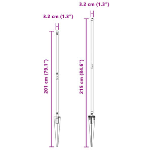 Graue Zaunpfosten, 26 Stk. 3,2x3,2x215 cm
