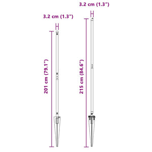 Graue Zaunpfosten, 52 Stk., 215 cm