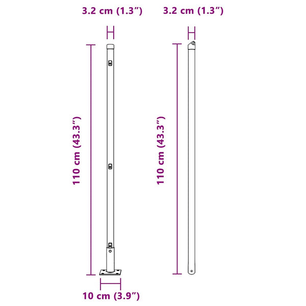 Graue Zaunpfosten 52 Stk. 3,2x3,2x110 cm
