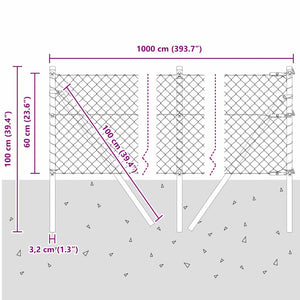 Grüner Zaunpfosten 10x0,6m Stahl PVC