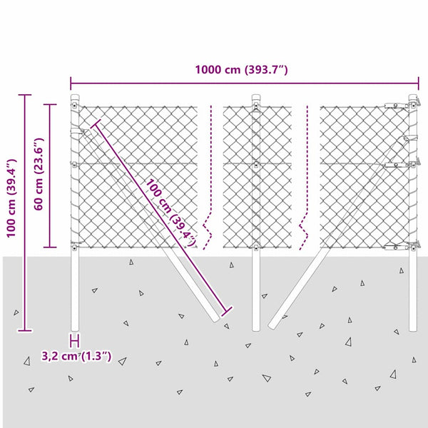 Grüner Zaunpfosten 10x0,6m Stahl PVC