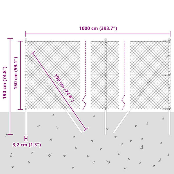 Grüne Zaunpfosten 10 x 1,5 m