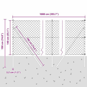 vidaXL Poteau de clôture vert 10 x 1,4 m (maille 60 x 60 mm) Acier et PVC