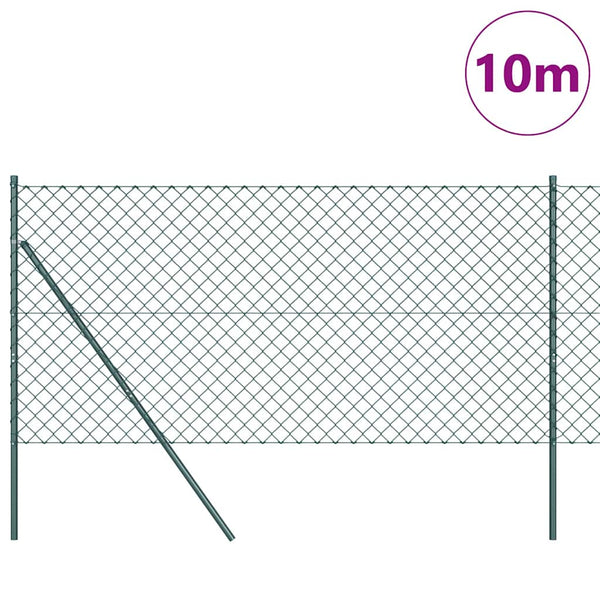 vidaXL Poteau de clôture vert 10 x 1,4 m (maille 60 x 60 mm) Acier et PVC