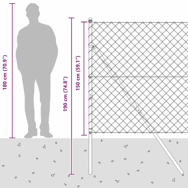 vidaXL Poteaux de clôture verts 10 x 1,5 m (mailles 60 x 60 mm) Acier et PVC