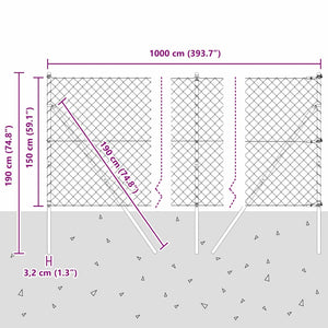 vidaXL Poteaux de clôture verts 10 x 1,5 m (mailles 60 x 60 mm) Acier et PVC