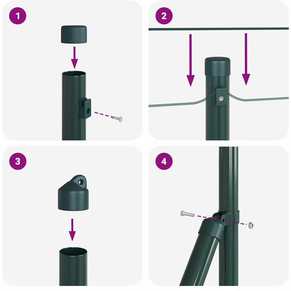 vidaXL Poteau de clôture vert 0,8 x 25 m (mailles 60 x 60 mm) Acier